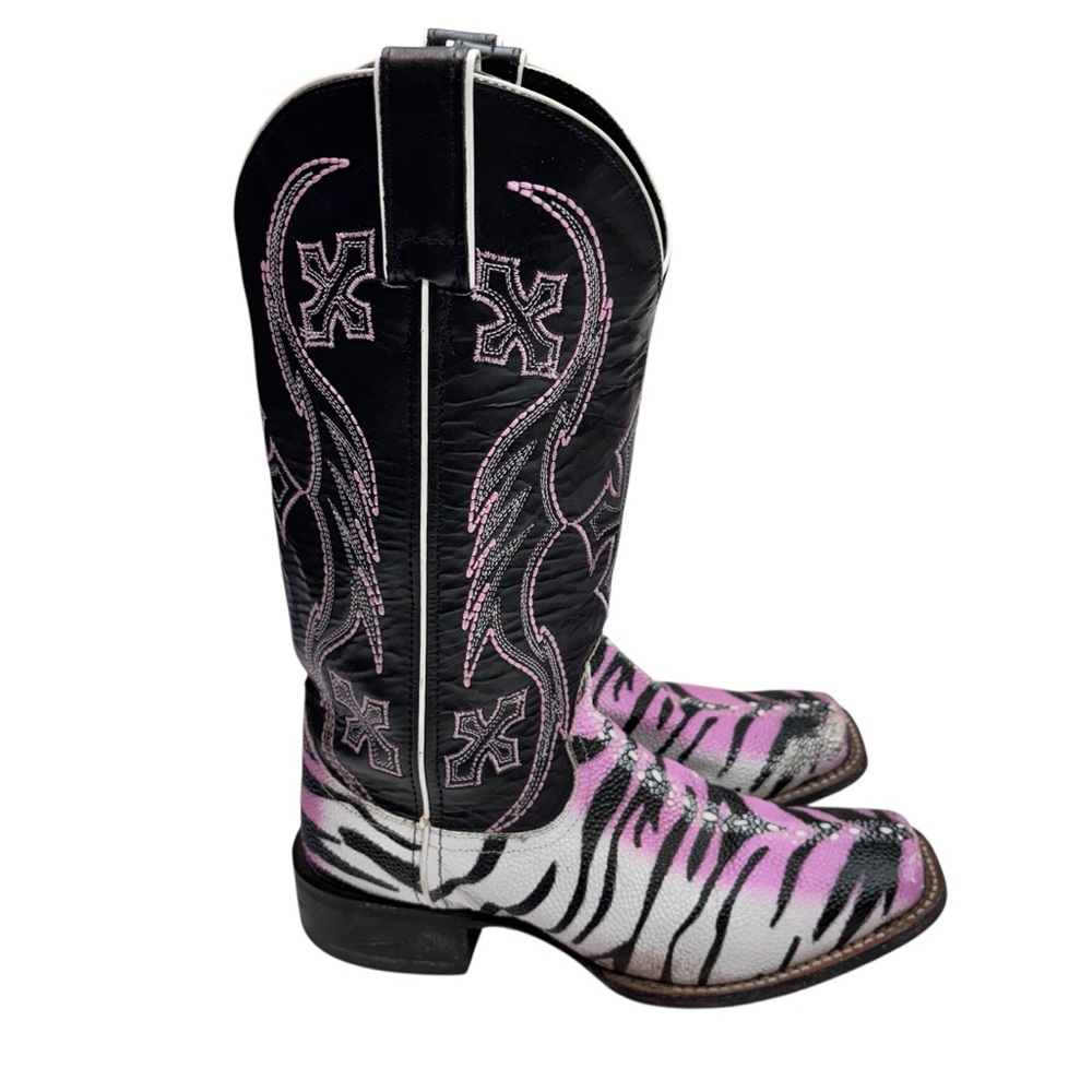 NOCONA TIGER STINGRAY PINK TIGER BOOTS SZ 7.5B - Picture 5 of 14